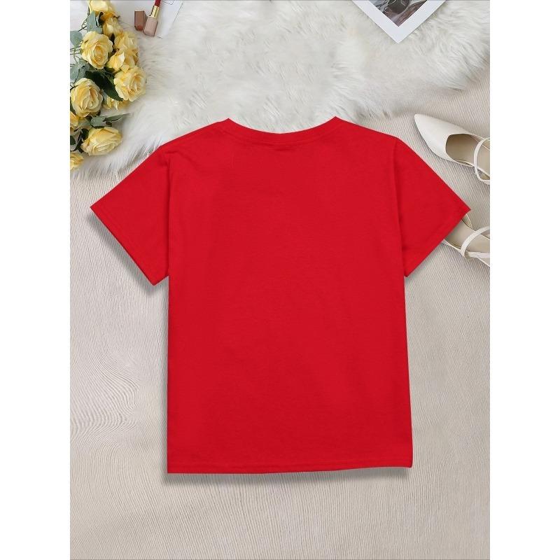 Kids Crewneck Tee, Fun Cartoon Bee Print Short Sleeve Top for Home Outing Vacation