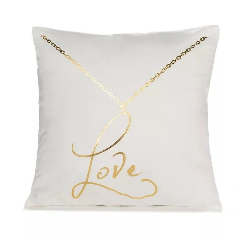 Modern Geometric Gold Bronzing Plants Leaves Cushion Cover Super Quality Polyester Pillow Cover Decorative Pillow for Sofa Chair
