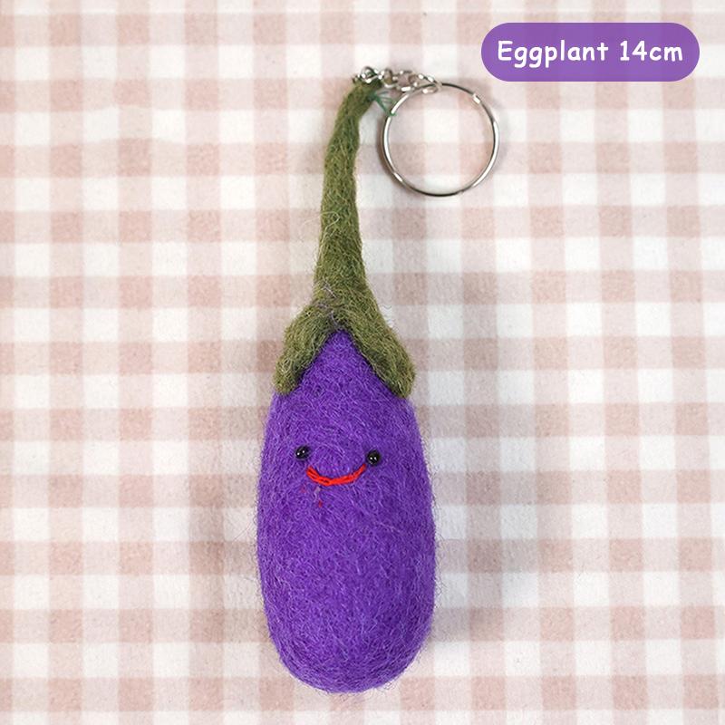 Niedlicher Cartoon Gemüse Plüsch Schlüsselanhänger Kreative Wollfilz Strick Schlüsselanhänger Stofftier Spielzeug Anhänger für Kindergeschenke