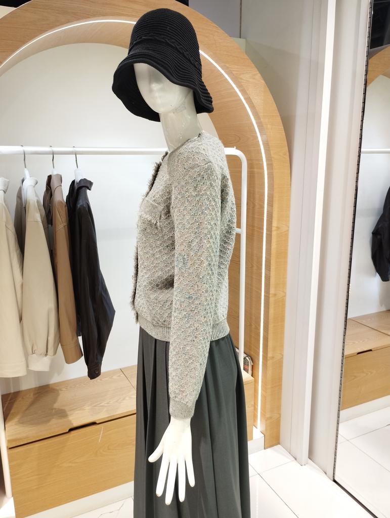 Olive de Olive Round Neck Honey Knit Cardigan YK5WD400