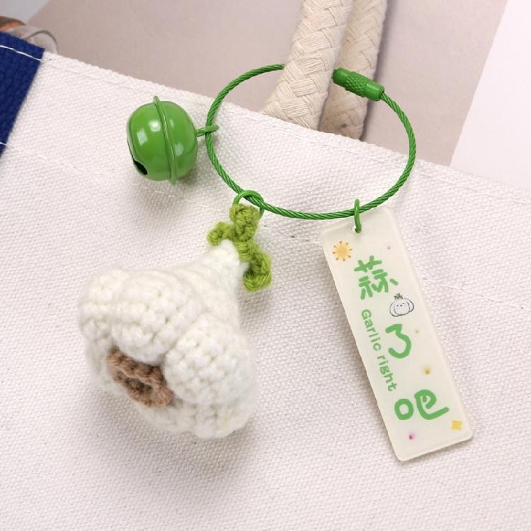 Realistic Yarn Garlic/Cabbage/Scallion/Chili Keychain Vegetable Pendant Keyring Creative Accessory for Keys Or Bags