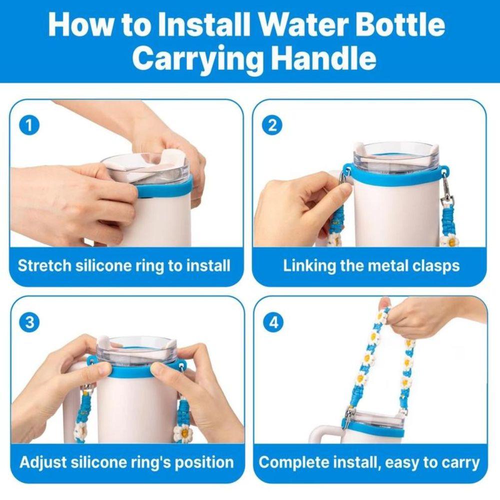 Silicone Cup Carrier Strap Polyester Water Bottle Strap Portable Tumbler Carrying Strap Walking