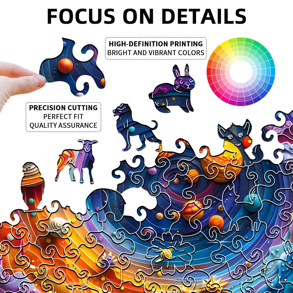 Adult wooden puzzle, space planet, irregular shaped puzzle, family game toys, the best gift for children