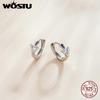 WOSTU 925 Sterling Silver Hypoallergenic Earrings Simple Geometric Triangle Cubic Zirconia Women Ear Buckles