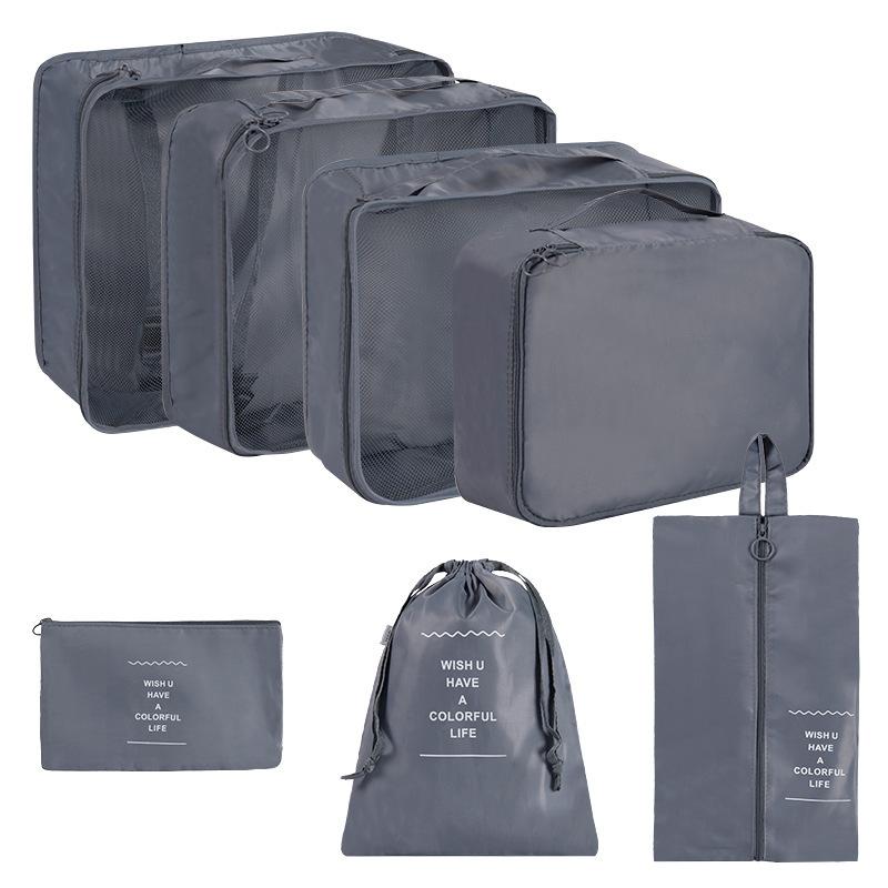 7 Pcs/Set Travel Organizer Storage Bags Suitcase Packing Cubes Set Cases Portable Luggage Clothes Shoe Tidy Pouch Folding