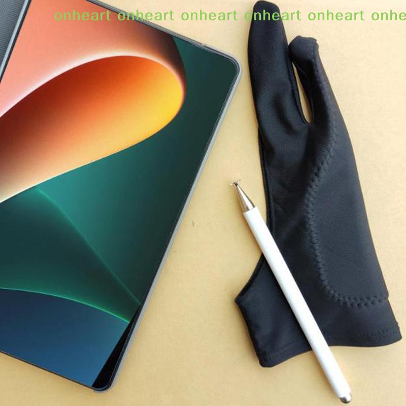 [C]Black 2 Finger Anti-Fouling Glove For Any Graphics Drawing Tablet Right And Left Hand Artist Drawing
