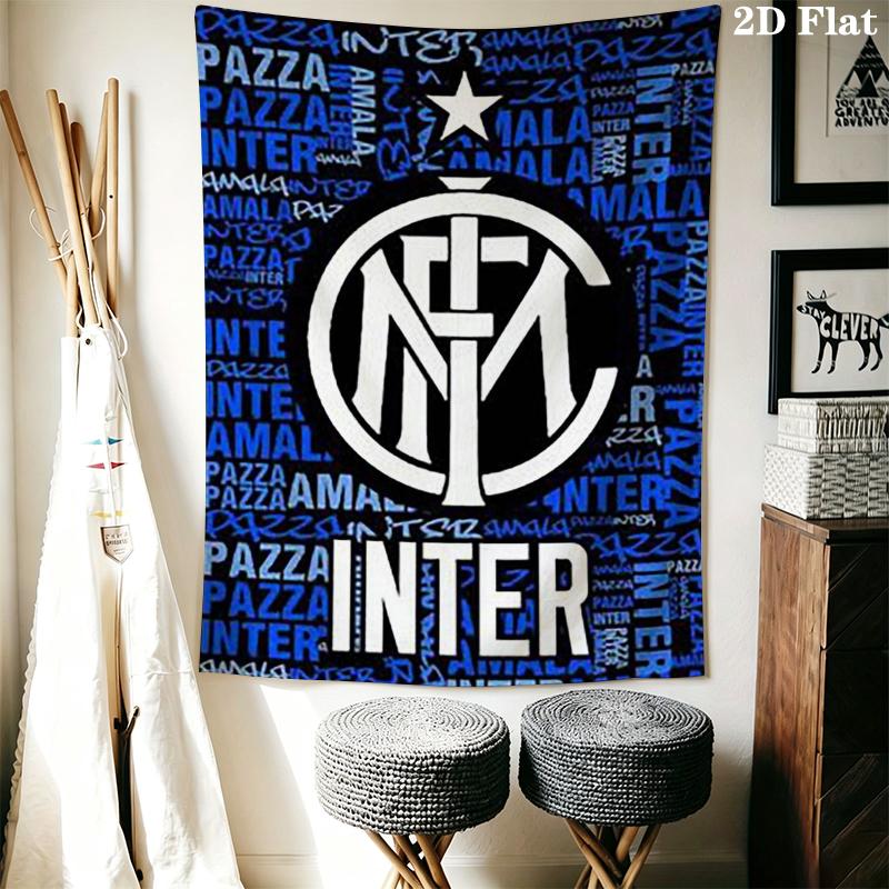 Ταπετσαρία Τοίχου Inter Milan Αισθητικό Κρέμασμα Τοίχου Κουβέρτα από Τυπωμένο Ύφασμα Διακοσμητικές Ταπετσαρίες για Υπνοδωμάτιο Σαλόνι Διακόσμηση Σπιτιού