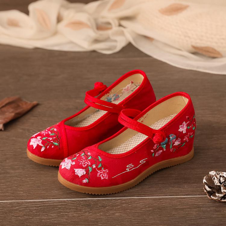 Fashion Chinese - Style Embroidered Wedge Mary Janes | Hanfu & Qipao - Friendly Daily Commute Ancient - Style Shoes