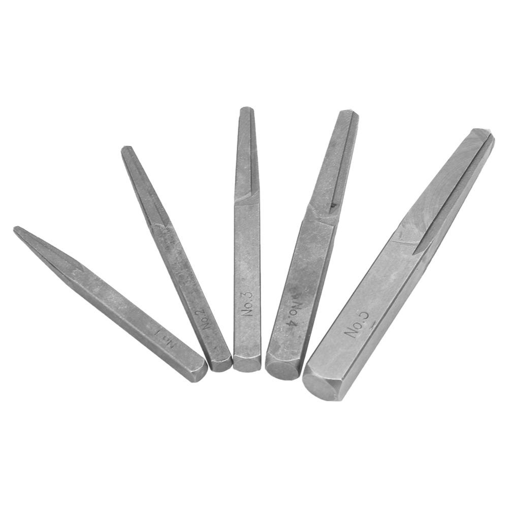 5 Pcs Straight Fluted Easy Out Bolt Extractor Set M4-M18 3/16-Inch To 5/8-Inch Straight Fluted Screw Extractor Square Type