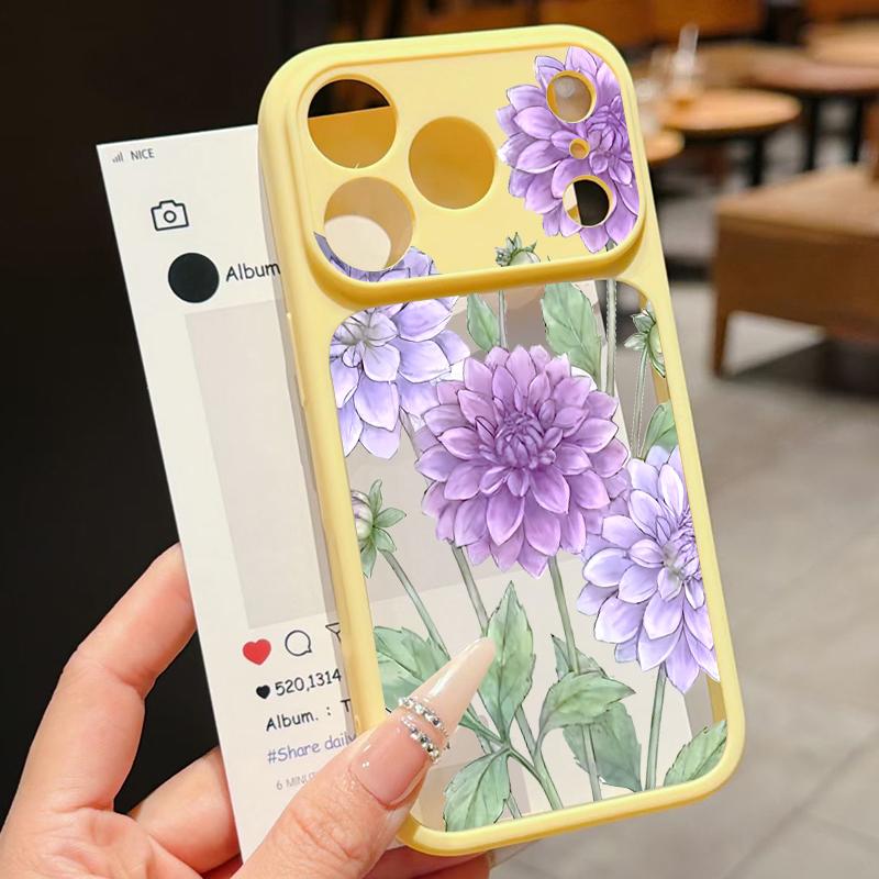 Cartoon Flowers Print Case For iPhone 17 Pro Max For iPhone 16 15 14 13 Pro Max Luxury Hybrid TPU+PC Clear Back Hard Cover