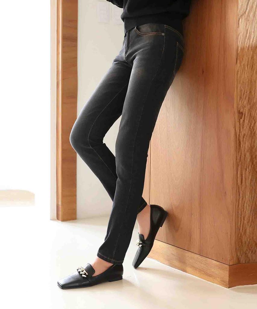 Ppaeppae Secret Banding Washed Stretch Straight Denim Pants