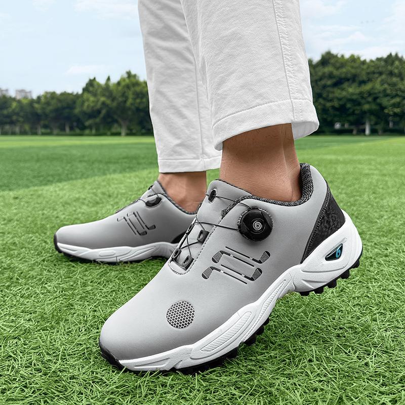 Professional Big Size Outdoor Leather Golf Shoes for Men and Women Black White Man Flat Walking Sneakers