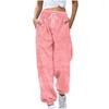 Women S High Waist Wide Leg Ankle Length Fleece Warm Pants