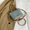 IELGY Denim Bag, Versatile Fashion Textured Messenger Bucket Bag