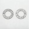 10Pcs Stainless Steel Embossed Pleats Double Hole Circle Charm Pendant Necklace Cabochon Tray Bezel Blank Setting Jewelry Making