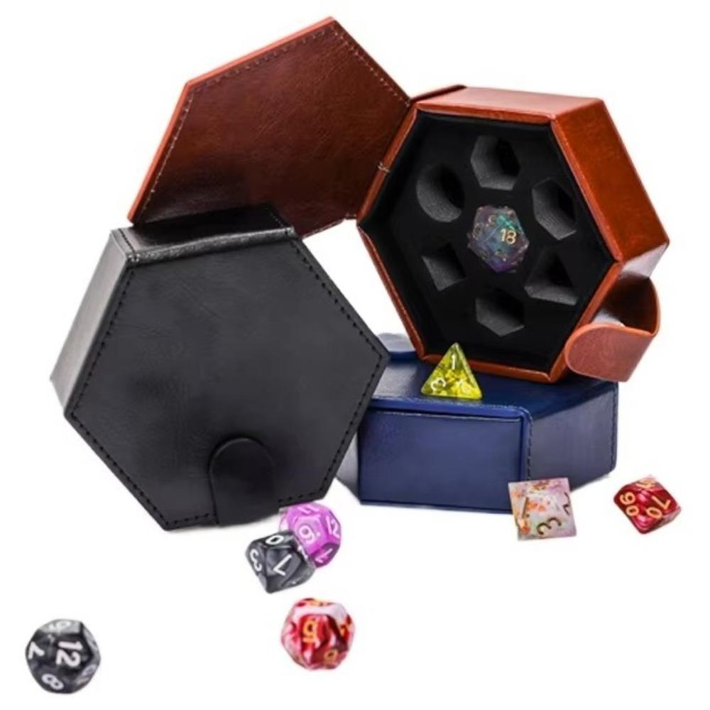 Can Hold 7 Dice Run Group Dice Box PU Leather DND Dice Tray Portable DND Bundle Pocket