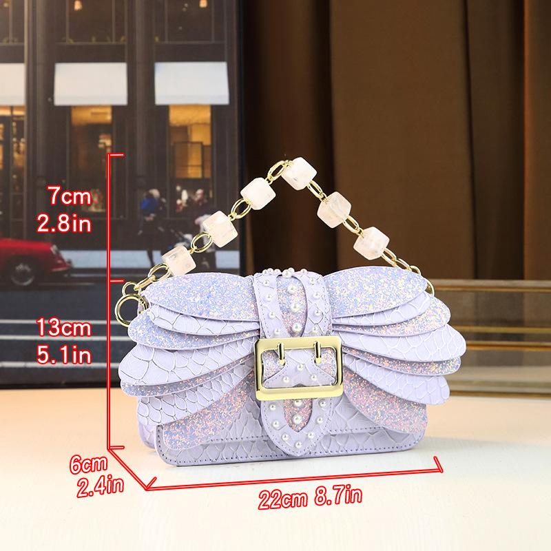 European and American Fashion Rivet Pearl Wing Bag Trendy Handbag Acrylic Chain Bag Crossbody Bag Butterfly Dragonfly Bag