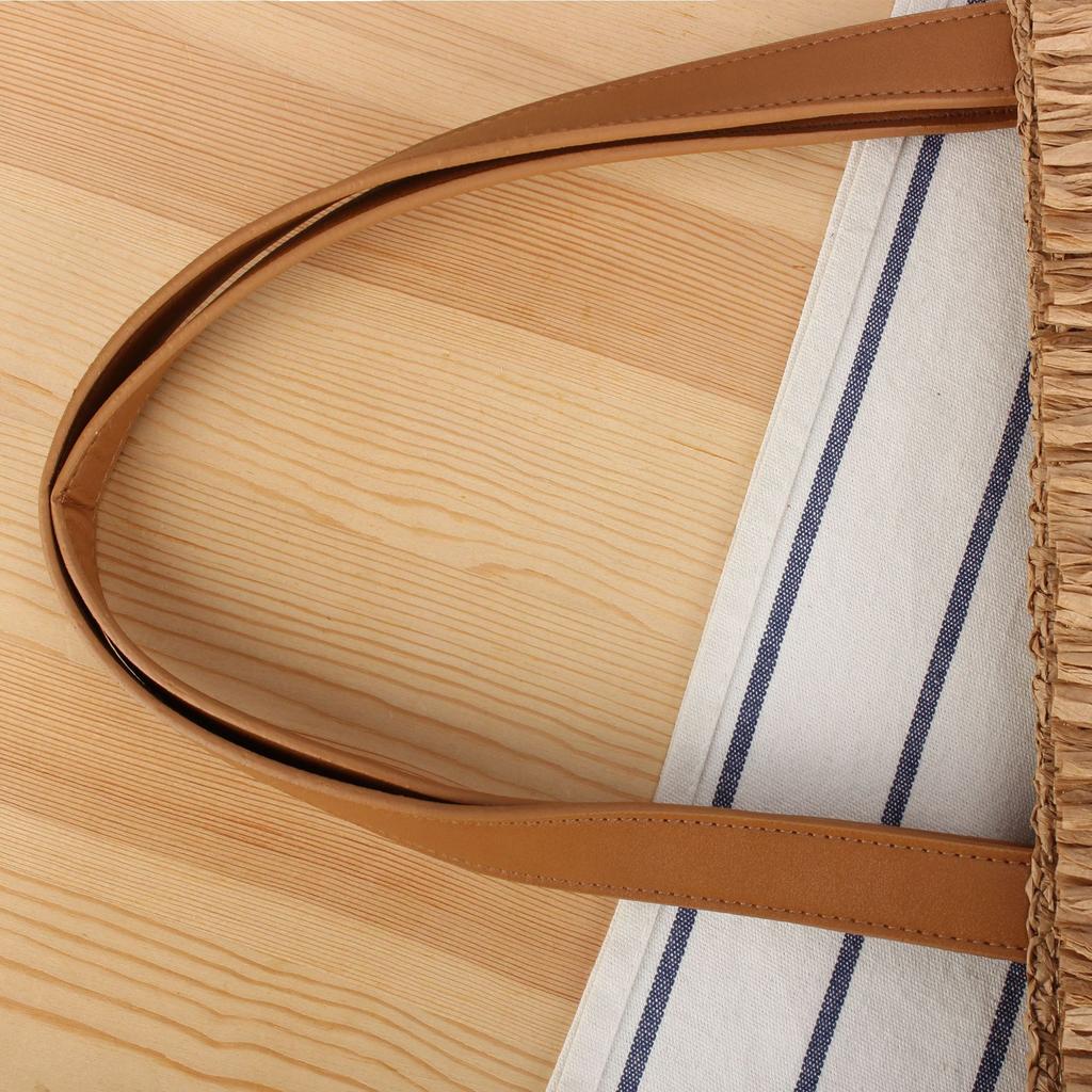 Stylish Niche Frayed Edge Woven Tote Bag - Spacious for Daily Leisure, Vacation & Minimalist Fresh Women’s Design