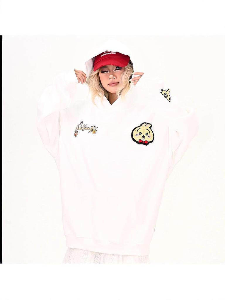 Women's Oversized Usagi Ko Hachi Velcro Hooded Sweatshirt - Autumn/Winter Edition