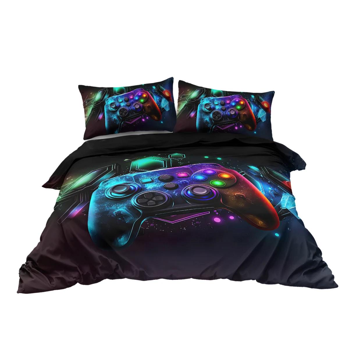 

Комплект постельного белья Nenon Game Joystick 3 предмета Ретро геймер Одеяло/Пододеяльник Комплект Цифровой Геометрический Шестиугольник Комплект Пододеяльника 218x177cm 86x70in