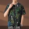 Talla Grande 6XL-13XL Moda Hombre Camiseta Desgastada Verano Tops Oversize Casual Camiseta de Manga Corta Pintada Ropa de Verano