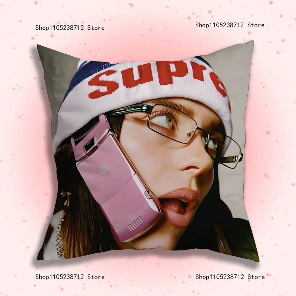 Famous Singer B-billieS Pillow Covers Cartoon Sofa Decorative Home Double-sided Printing Short Plush Cute Cushion Cover