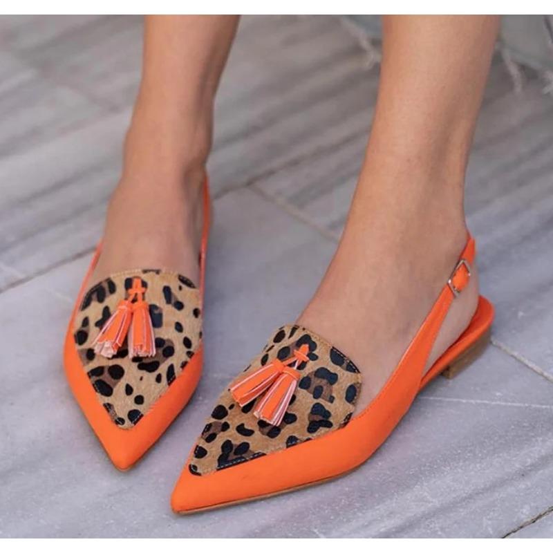 Fashion New Summer Color Block Women's Shoes 40-43 Large Pointed Tassel Low Heel Back Air Sandals High Heels Womens Shoes