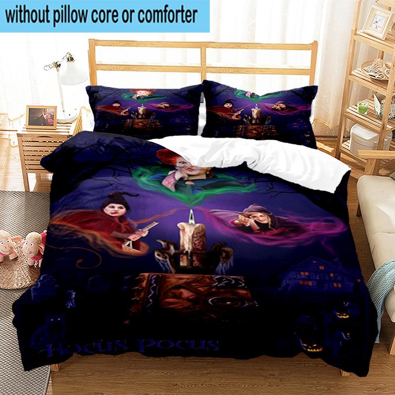 3PCS Halloween witches 3pcs Bedding,Including 3PCS Duvet Cover And 2pcs Pillowcases Perfect for Christmas,Ideal for Bedroom, Dormitory