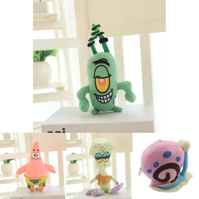 Set di Giocattoli Peluche Corti Carini Cartoni Animati Polpo Granchio Stella Marina Lumaca Serie Spongebob