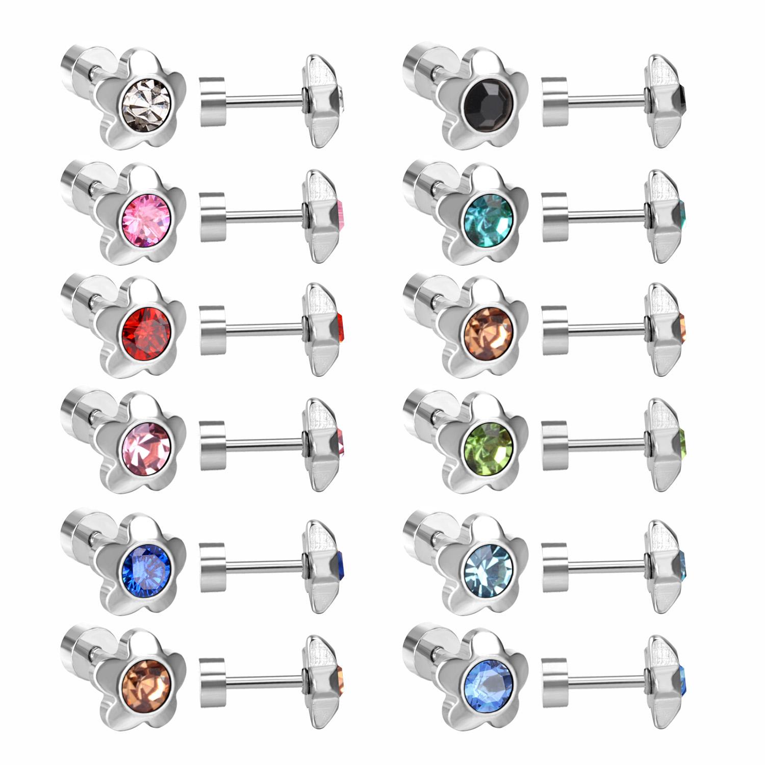 

Новые 2022 12 пар серег-гвоздиков из нержавеющей стали с циркониевыми цветами, не тускнеющие, для женщин, золотого цвета, модный подарок, циркониевые аксессуары для вечеринок