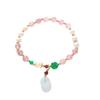 Natural Freshwater Pearl Strawberry Crystal Pendant Bracelet Bangles Women Fashion Jewelry Accessories Gift