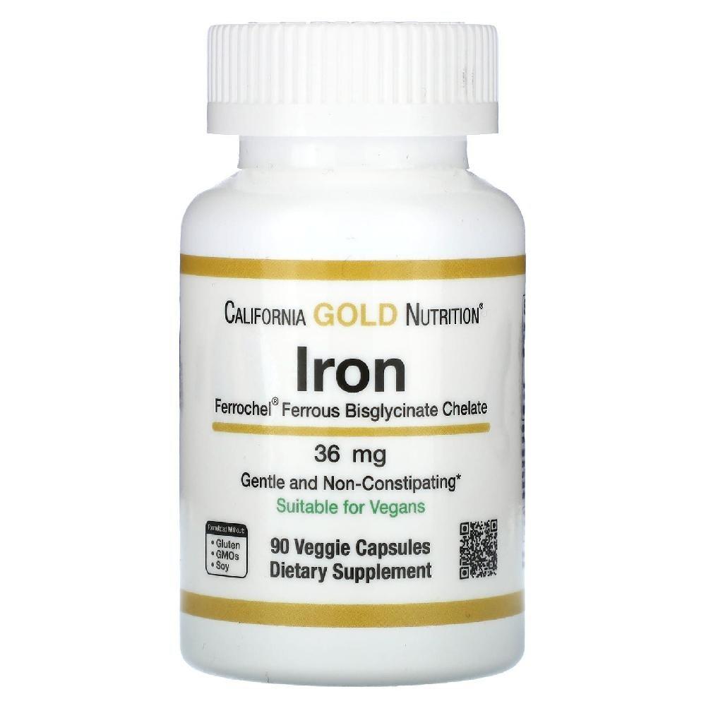 California Gold Ferrochel Iron 36mg 90 Capsules 1 pcs