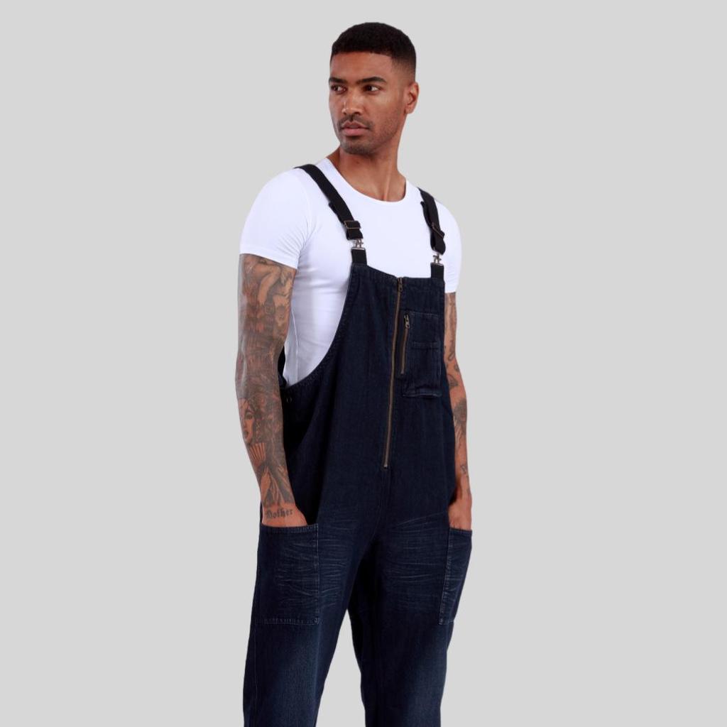 Nishi Takumi Men's 2025 Retro Distressed Straight Leg Denim Overalls