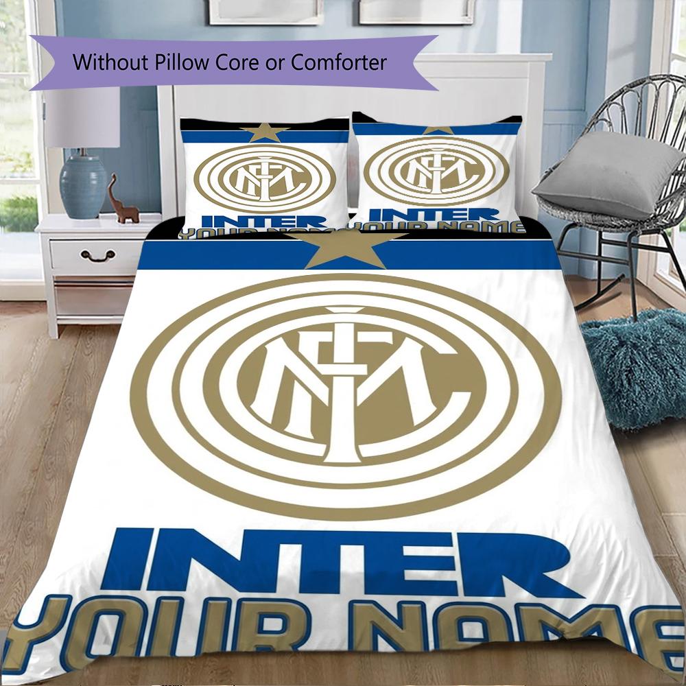 Set Copripiumino con Nome Personalizzato e Motivo Inter Milan Federa Decorazione per la Casa Regalo di Compleanno (1* copripiumino+2*federe senza imbottitura)