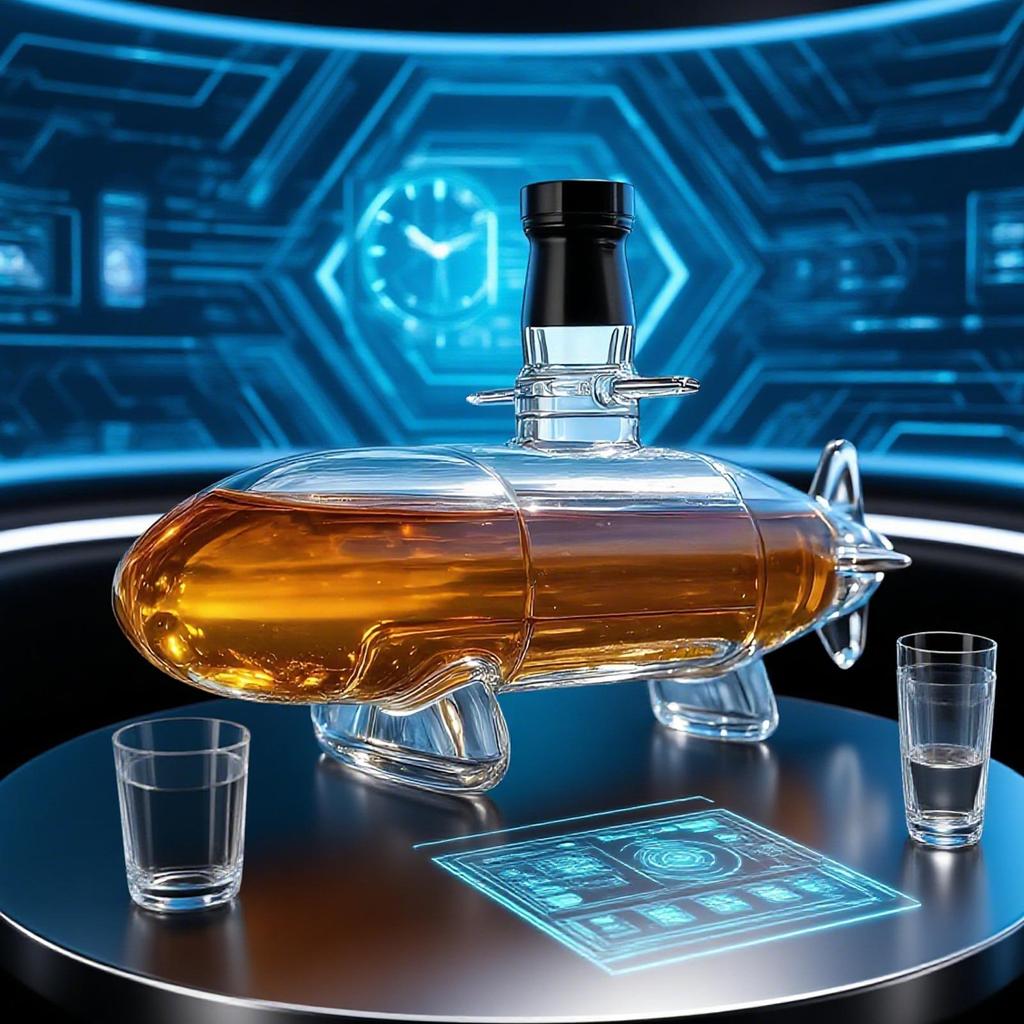 U-Boot Whiskey Karaffe Rotwein Whiskey Likör Glasflasche U-Boot Form Whiskey Karaffe Flaschen für Party Bar
