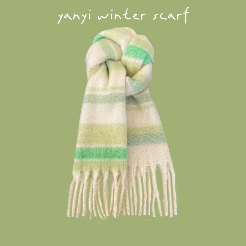 Women's Autumn & Winter Plaid Scarf: Thick Imitation Cashmere Shawl, Solid Color Neck Warmer for Students