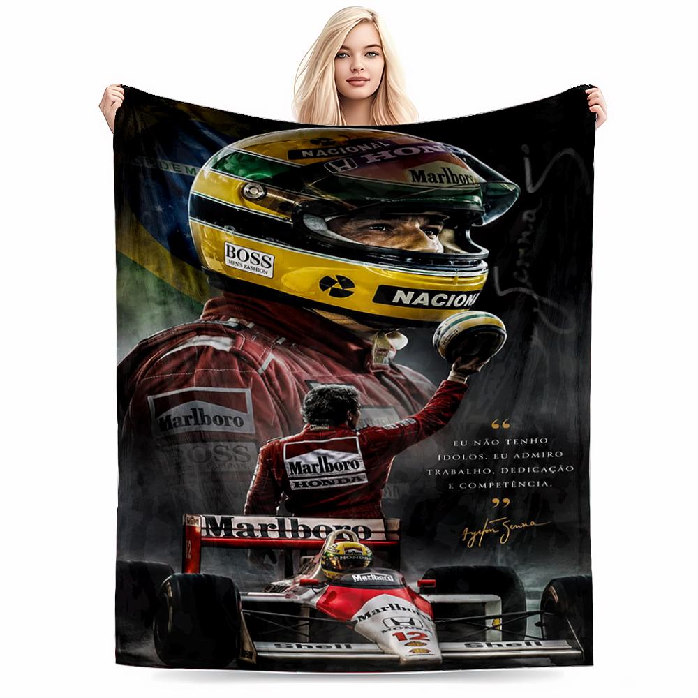 Legendary Racing Tribute with HelmetFlannel blanket for bedroom, living room, sofa, and nap