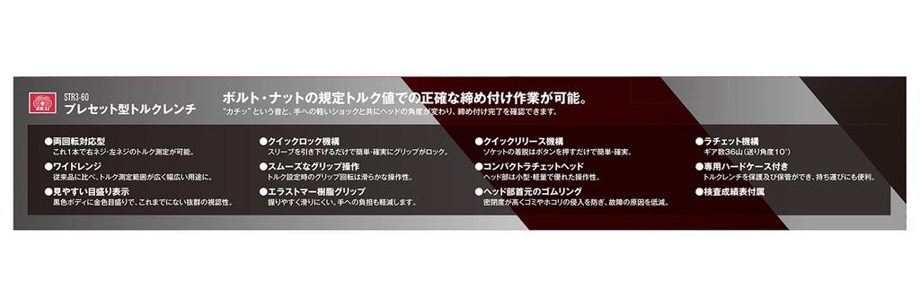 SK11 Preset Type Torque Insertion Angle (SK11) Wrench, 9.5mm 10~60N M STR3-60