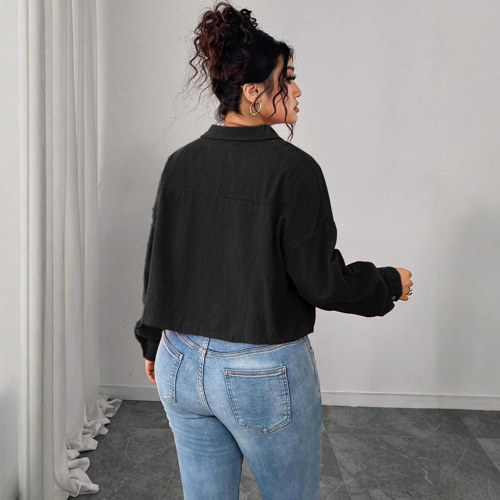 Autumn and Winter Casual Lapel Jacket Lantern Sleeve Single-breasted Short Coat for Women