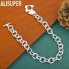 925 Sterling Silver Bone Side Chain Simple Bracelet Gift Jewelry