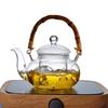 Glass Tea Pot Carafe Tea Kettle with Infuser Wood Handle Water Pitcher for Loose Leaf Beverage Milk Juice