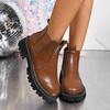 Fashion Women's Solid Color Platform Chelsea Boots Slip On Soft Sole Pu Leather Ankle Boots Woman Comfortable Autumn Winter Botas Mujer