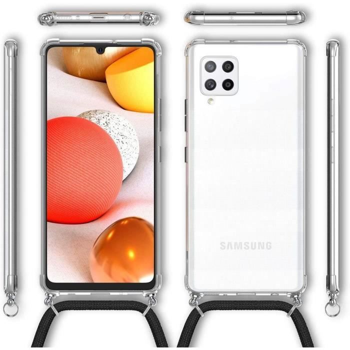 Coque de téléphone - PROSHOP - Samsung A42 - Transparent - Anti-rayure - Cordon Noir