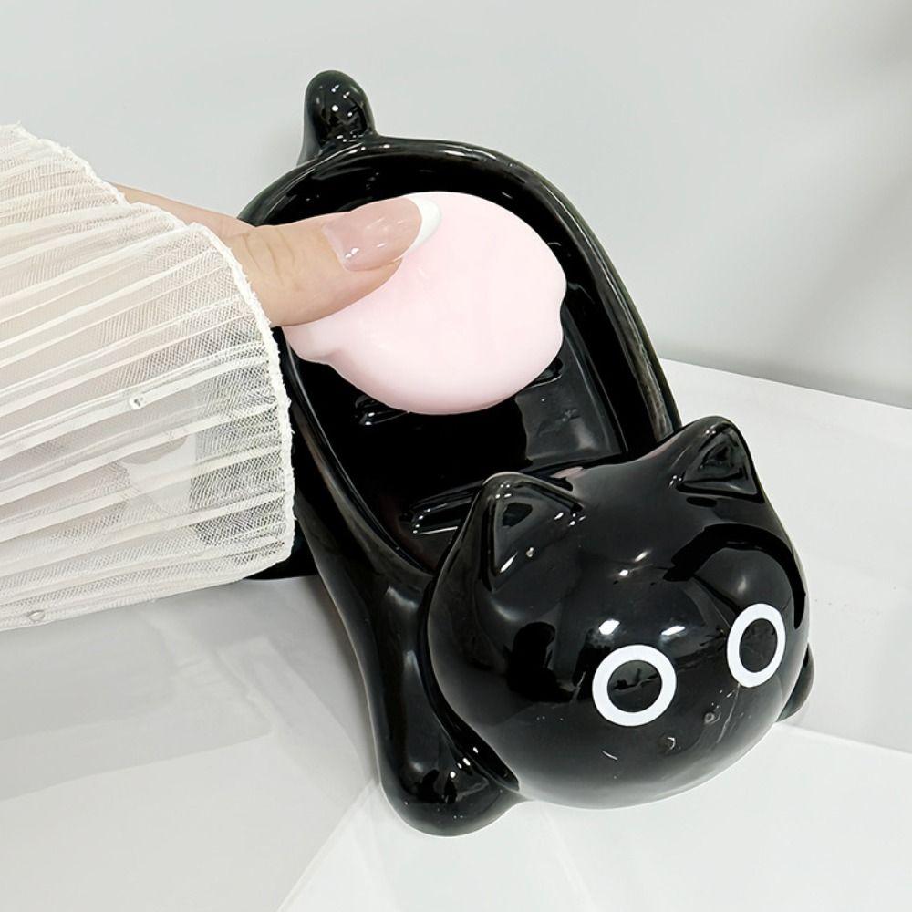 Cute Cat Soap Box Ceramic Bathroom Storage Rack Tray Container Soap Dish  Drainage Rack