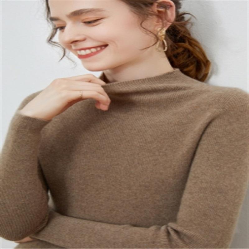 Taro Paarse Halfhoge Hals Aansluitende Gebreide Trui - Herfst/Winter Mode Veelzijdige Jumper Top