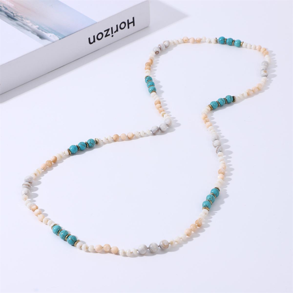

Европейско-американское длинное ожерелье из бусин из ракушек бирюзового цвета - Модный женский аксессуар высокого класса