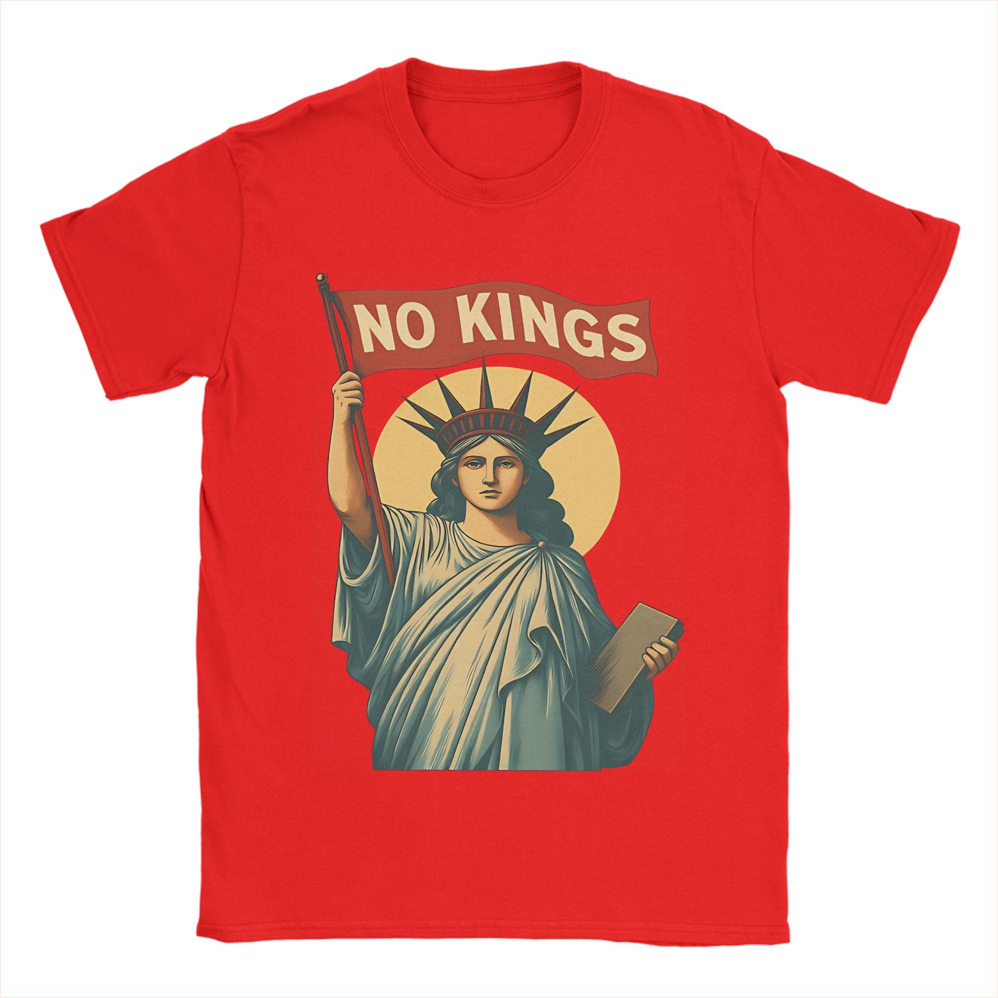 

Протестные футболки No Kings для мужчин из чистого хлопка, повседневная футболка с круглым вырезом, футболка с коротким рукавом, одежда, подарок S