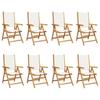 VidaXL Chaises inclinables de jardin lot de 8 tissu et bois massif, siège de jardin, chaise de patio, chaise à manger de 3214540