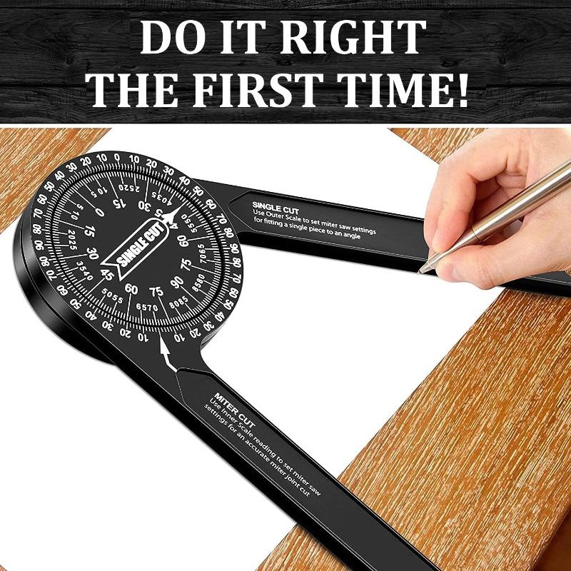 Miter Saw Protractor Aluminum 360° Rotatable Horizontal Angle Ruler Precision Laser-Inside & Outside Miter Angle Measure Finder
