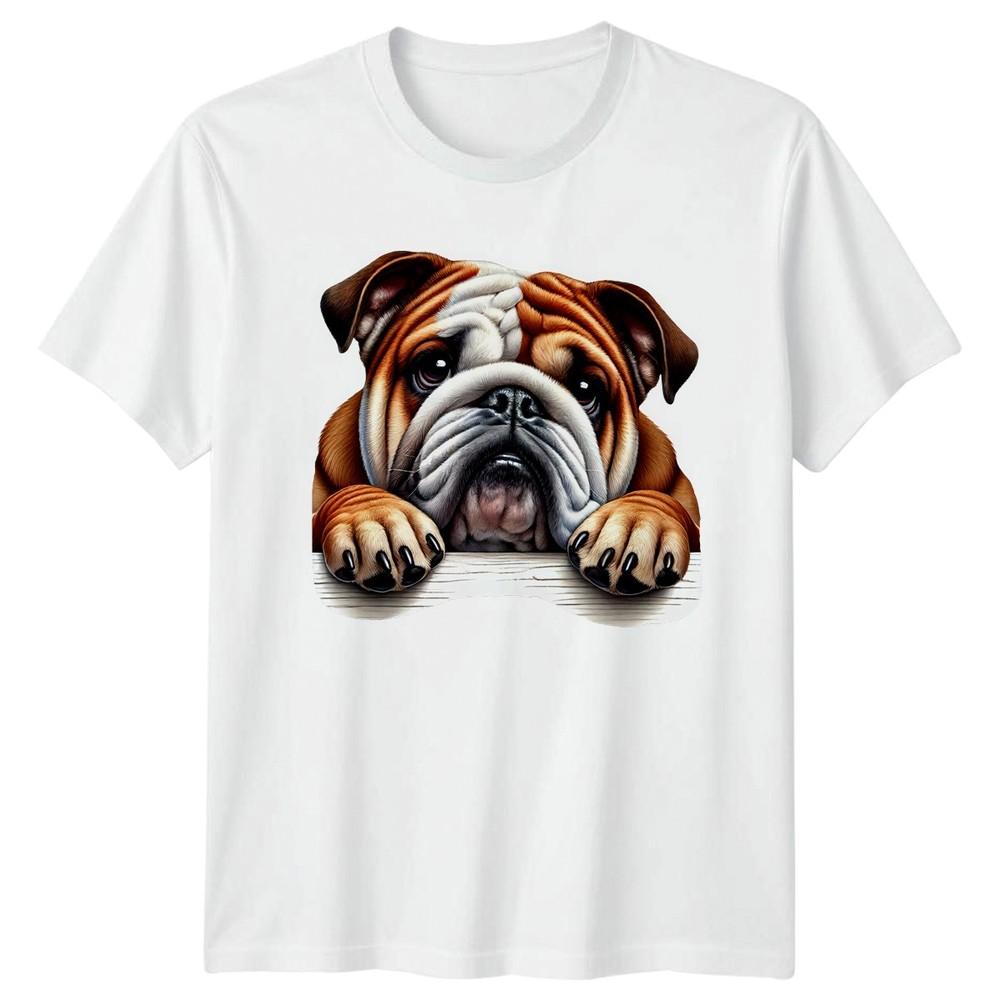 Cute Peeking Bulldog Dog Lover TShirt Bulldog For Him And Her S